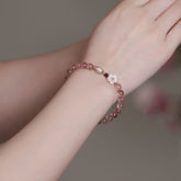 Natural Pink Crystal Cherry Blossom Bracelet